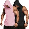 imageCOOFANDY Mens 2 Pack Workout Hooded Tank Tops Bodybuilding Muscle Cut Off T Shirt Sleeveless Gym HoodiesBlackpink