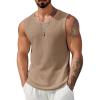 imageCOOFANDY Mens Casual Tank Tops 2 Pack Waffle Knit Sleeveless Shirt Breathable Tank Shirts Summer Muscle TeeKhaki