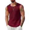 imageCOOFANDY Mens Casual Tank Tops 2 Pack Waffle Knit Sleeveless Shirt Breathable Tank Shirts Summer Muscle TeeWine Red