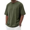 imageCOOFANDY Mens Cotton TShirts Oversized Shirt Short Sleeves Streetwear Loose Fit Summer Tee Tops Washed Basic Unisex ShirtsArmy Green