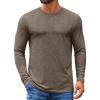 imageCOOFANDY Mens Crew Neck TShirt Long Sleeve Casual Pullover Tees Soft Stretch Basic Tee ShirtsBrown