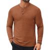imageCOOFANDY Mens Henley Shirts Long Sleeve Casual Button Shirts Fashion Lightweight Pullover ShirtsCaramel