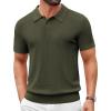 imageCOOFANDY Mens Knit Polo Shirts Short Sleeve Slim Fit Textured Golf Polo Shirt Casual Summer Vacation TShirtsArmy Green