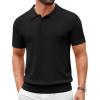 imageCOOFANDY Mens Knit Polo Shirts Short Sleeve Slim Fit Textured Golf Polo Shirt Casual Summer Vacation TShirtsBlack