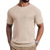 imageCOOFANDY Mens Knit TShirts Casual Short Sleeve Crewneck Shirt Textured Pullover TeesApricot