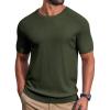 imageCOOFANDY Mens Knit TShirts Casual Short Sleeve Crewneck Shirt Textured Pullover TeesArmy Green