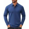 imageCOOFANDY Mens Long Sleeve Polo Shirts Cotton Collared Shirts Casual Business Polo Classic Golf T ShirtsLight Blue