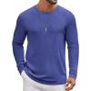 imageCOOFANDY Mens Long Sleeve Tee Shirts Crew Neck T Shirt Solid Casual Basic Tees Soft Stretch TShirtsHeather Blue