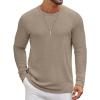 imageCOOFANDY Mens Long Sleeve Tee Shirts Crew Neck T Shirt Solid Casual Basic Tees Soft Stretch TShirtsKhaki