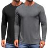 imageCOOFANDY Mens Long Sleeve Tee Shirts Crew Neck TShirt Casual Pullover Basic Tees Soft Stretch TshirtsBlackgrey