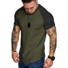 imageCOOFANDY Mens Muscle TShirt Pleated Raglan Sleeve Bodybuilding Gym Tee Short Sleeve Fashion Workout Shirts Hipster ShirtPattern3 Army Green  Black