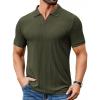 imageCOOFANDY Mens Ribbed Polo Shirts Short Sleeve V Neck Slim Fit Polo TShirt Casual Summer Collared Golf ShirtArmy Green