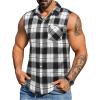 imageCOOFANDY Mens Sleeveless Flannel Shirt Casual Summer Tank Top Button Up Sleeveless Beach Shirts with Chest PocketBlack1