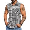 imageCOOFANDY Mens Sleeveless Flannel Shirt Casual Summer Tank Top Button Up Sleeveless Beach Shirts with Chest PocketBlack2