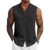 imageCOOFANDY Mens Sleeveless Summer Shirts Beach Tank Tops Button Up Textured Tank Shirt for VacationBlack