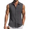 imageCOOFANDY Mens Summer Sleeveless Shirts Beach Knit Tank Top Button Up Casual Tank Shirt Vacation TopsDark Gray