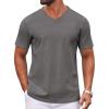 imageCOOFANDY Mens T Shirts 100 Cotton V Neck Tee Shirt Plain Short Sleeve Casual ShirtsGrey