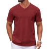 imageCOOFANDY Mens T Shirts 100 Cotton V Neck Tee Shirt Plain Short Sleeve Casual ShirtsWine Red
