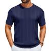 imageCOOFANDY Mens TShirts Short Sleeve Knit Shirt Crew Neck Sweater Fashion Casual Textured Pullover TeesNavy Blue