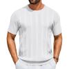 imageCOOFANDY Mens TShirts Short Sleeve Knit Shirt Crew Neck Sweater Fashion Casual Textured Pullover TeesWhite