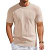imageCOOFANDY Mens TShirts Short Sleeve Knit Shirts Casual Crewneck Ribbed Dress Tee ShirtBeige