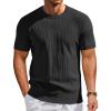 imageCOOFANDY Mens TShirts Short Sleeve Knit Shirts Casual Crewneck Ribbed Dress Tee ShirtBlack