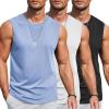 imageCOOFANDY Mens Workout Tank Tops Cotton 3 Pack Soft Gym Muscle Shirt Sleeveless Classic T ShirtsBlackWhiteLight Blue