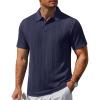 imageCOOFANDY Polo Shirts for Men Short Sleeve Shirts Casual Stylish Collared Summer Textured Knit Shirts01 Navy Blue