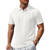 imageCOOFANDY Polo Shirts for Men Short Sleeve Shirts Casual Stylish Collared Summer Textured Knit Shirts02 White