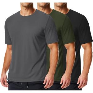 imageCOOFANDY 3 Pack Mens Athletic TShirts Short Sleeve  Quick Dry Moisture Wicking Workout Shirts for Running Gym CasualBlackArmy GreenDeep Grey3 Pack