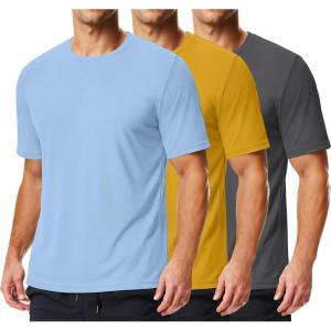 imageCOOFANDY 3 Pack Mens Athletic TShirts Short Sleeve  Quick Dry Moisture Wicking Workout Shirts for Running Gym CasualDeep GreyYellowBlue3 Pack