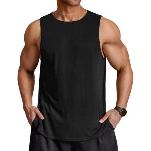 imageCOOFANDY Men Workout Tank Tops Sleeveless Gym Muscle Shirt Quick Dry Athletic Running Tee Shirts Summer LightweightBlack