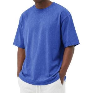 imageCOOFANDY Mens Cotton TShirts Oversized Shirt Short Sleeves Streetwear Loose Fit Summer Tee Tops Washed Basic Unisex ShirtsBlue