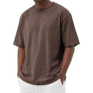 imageCOOFANDY Mens Cotton TShirts Oversized Shirt Short Sleeves Streetwear Loose Fit Summer Tee Tops Washed Basic Unisex ShirtsBrown