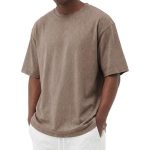imageCOOFANDY Mens Cotton TShirts Oversized Shirt Short Sleeves Streetwear Loose Fit Summer Tee Tops Washed Basic Unisex ShirtsKhaki