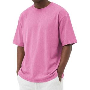 imageCOOFANDY Mens Cotton TShirts Oversized Shirt Short Sleeves Streetwear Loose Fit Summer Tee Tops Washed Basic Unisex ShirtsPink