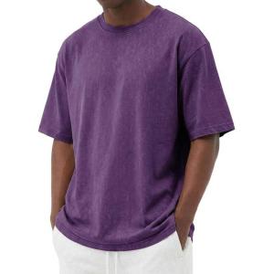 imageCOOFANDY Mens Cotton TShirts Oversized Shirt Short Sleeves Streetwear Loose Fit Summer Tee Tops Washed Basic Unisex ShirtsPurple