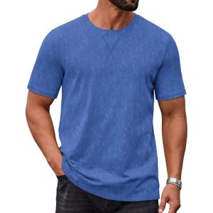 imageCOOFANDY Mens Cotton TShirts Short Sleeve T Shirt Crew Neck Tees Casual Wash Basic Tee ShirtsBlue