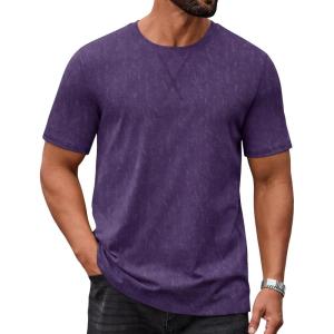 imageCOOFANDY Mens Cotton TShirts Short Sleeve T Shirt Crew Neck Tees Casual Wash Basic Tee ShirtsDark Purple