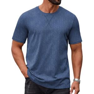 imageCOOFANDY Mens Cotton TShirts Short Sleeve T Shirt Crew Neck Tees Casual Wash Basic Tee ShirtsNavy