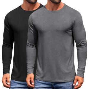 imageCOOFANDY Mens Long Sleeve Tee Shirts Crew Neck TShirt Casual Pullover Basic Tees Soft Stretch TshirtsBlackgrey