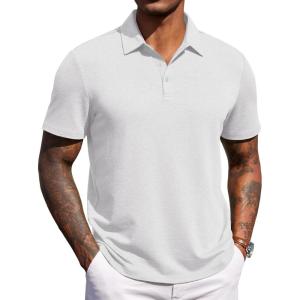 imageCOOFANDY Mens Polo Shirts Short Sleeve Casual Summer Polo Tee Classic Collared Golf Stylish TopsWhite