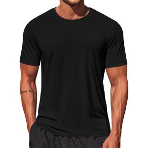 imageCOOFANDY Mens Swim Shirt Short Sleeve UPF 50 Sun Shirt Rash Guard TShirts Quick Dry Beach Shirts BreathableBlack