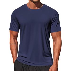 imageCOOFANDY Mens Swim Shirt Short Sleeve UPF 50 Sun Shirt Rash Guard TShirts Quick Dry Beach Shirts BreathableNavy Blue