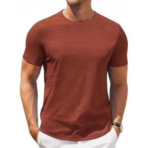 imageCOOFANDY Mens T Shirt Short Sleeve Classic Crew Neck TShirt Casual Summer Basic Tee ShirtsCaramel