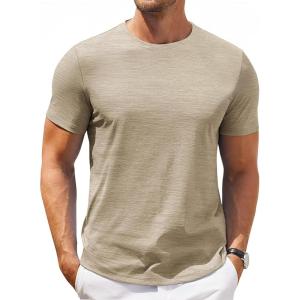 imageCOOFANDY Mens T Shirt Short Sleeve Classic Crew Neck TShirt Casual Summer Basic Tee ShirtsKhaki