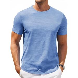 imageCOOFANDY Mens T Shirt Short Sleeve Classic Crew Neck TShirt Casual Summer Basic Tee ShirtsLight Blue