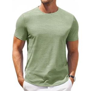 imageCOOFANDY Mens T Shirt Short Sleeve Classic Crew Neck TShirt Casual Summer Basic Tee ShirtsLight Green