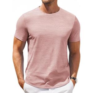 imageCOOFANDY Mens T Shirt Short Sleeve Classic Crew Neck TShirt Casual Summer Basic Tee ShirtsLight Pink