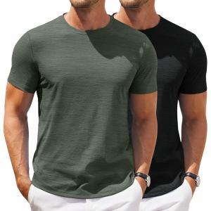 imageCOOFANDY Mens T Shirt Short Sleeve Classic Crew Neck TShirt Casual Summer Basic Tee ShirtsYblackArmy Green2 Pack